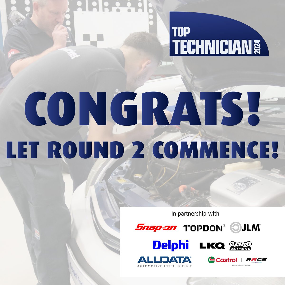 Congratulations to all those who have made it through to Round 2 of Top Technician 2024!🎉 Round 2 is open today and we wish you all the best of luck! #TopTechTopGarage