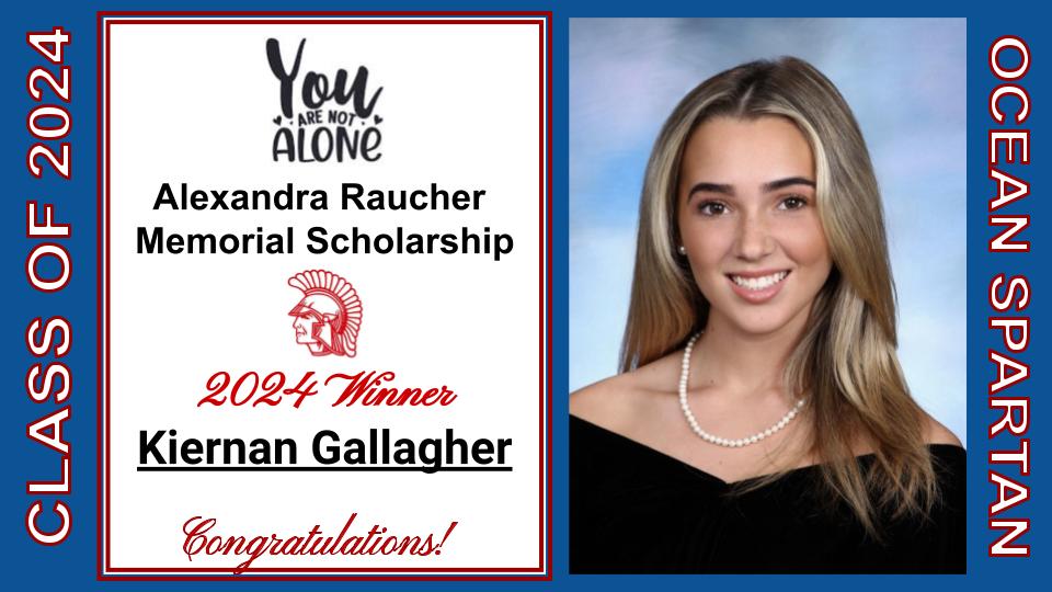 OTHS_Counselors (@oths_counselors) on Twitter photo Proud to announce the recipient of the "You are not Alone" Alexandra Raucher Memorial Scholarship is Kiernan Gallagher! Congratulations to Kiernan! #SpartanLegacy <a href="/A_DePasquale48/">Ocean Guidance</a> <a href="/MrsDKaszuba/">D Kaszuba</a> <a href="/Nmauroedu/">Nicole Mauro</a> Proud to announce the recipient of the "You are not Alone" Alexandra Raucher Memorial Scholarship is Kiernan Gallagher! Congratulations to Kiernan! #SpartanLegacy <a href="/A_DePasquale48/">Ocean Guidance</a> <a href="/MrsDKaszuba/">D Kaszuba</a> <a href="/Nmauroedu/">Nicole Mauro</a>
