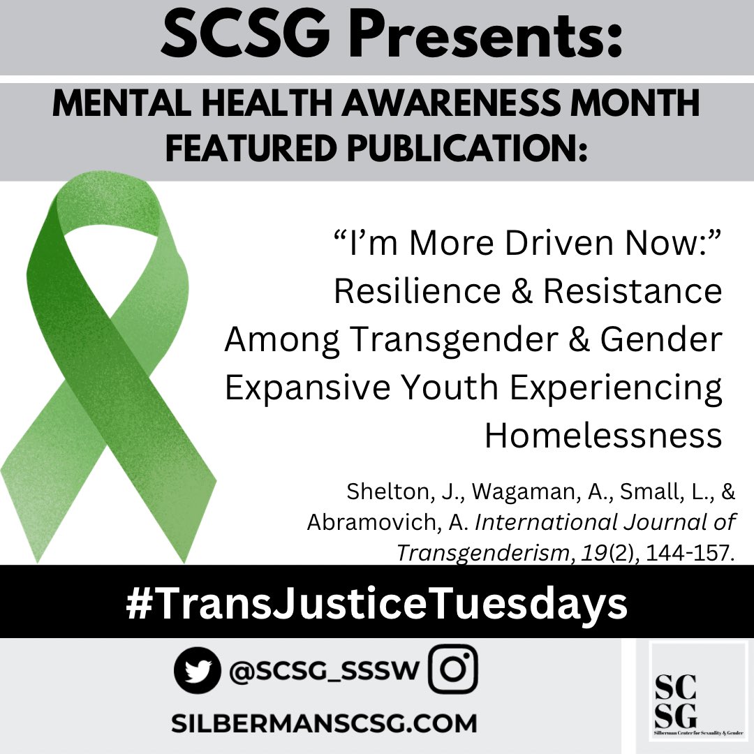 May is Mental Health Awareness Month! Check out this featured publication, “I’m More Driven Now”. 
#socialworkers4transjustice #transjusticetuesdays
#mayismentalhealthawarenessmonth