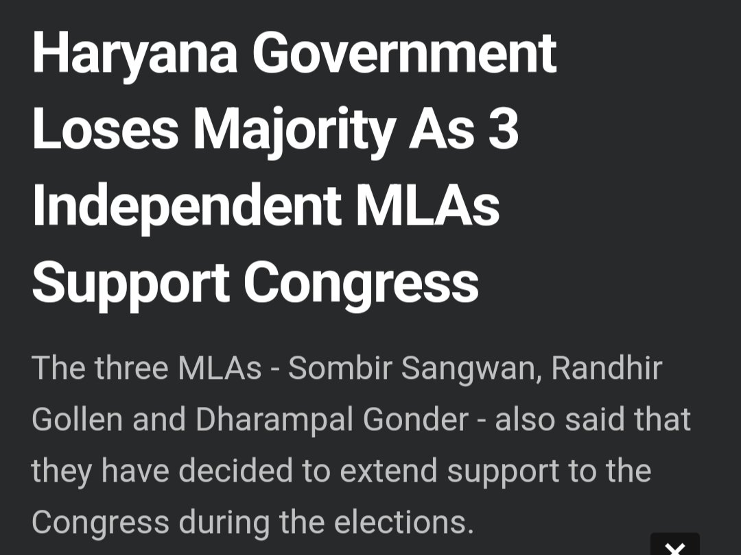 iVexedIndian's tweet photo. Breaking now: so far we had heard only of Operation Lotus in last 10 years.. now Op Hand in Haryana? 3 independents withdraw support to BJP govt, Cong claims govt in minority. Picture abhi baaki hai! #BattleFor2024 #Haryana
#Phase3 #ThirdPhaseLokSabhaElections2024 https://t.co/NhusZOprU5