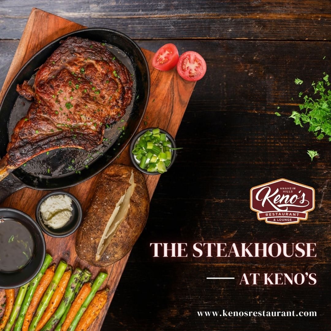 KenosAnaheim's tweet image. It&apos;s steak night any night at The Steakhouse at Keno&apos;s. Book your spot now and see why we&apos;re more than just breakfast champions. Come for the steaks, and stay for the warm, local vibes.

#KenoRestaurant #SteakoutAtKenos #BookYourTable