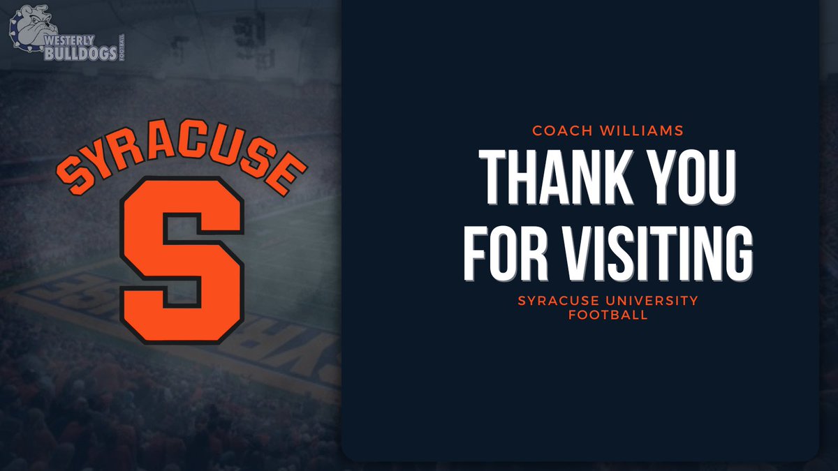 It was a pleasure welcoming @drwilliams131 from @CuseFootball 🍊 to our campus today! Thank you for your interest in our exceptional @WPSBulldogsFB athletes! 🏈 #Recruiting @FranBrownCuse @AlexKellyCuse @CoachNunz @WPSBulldogs