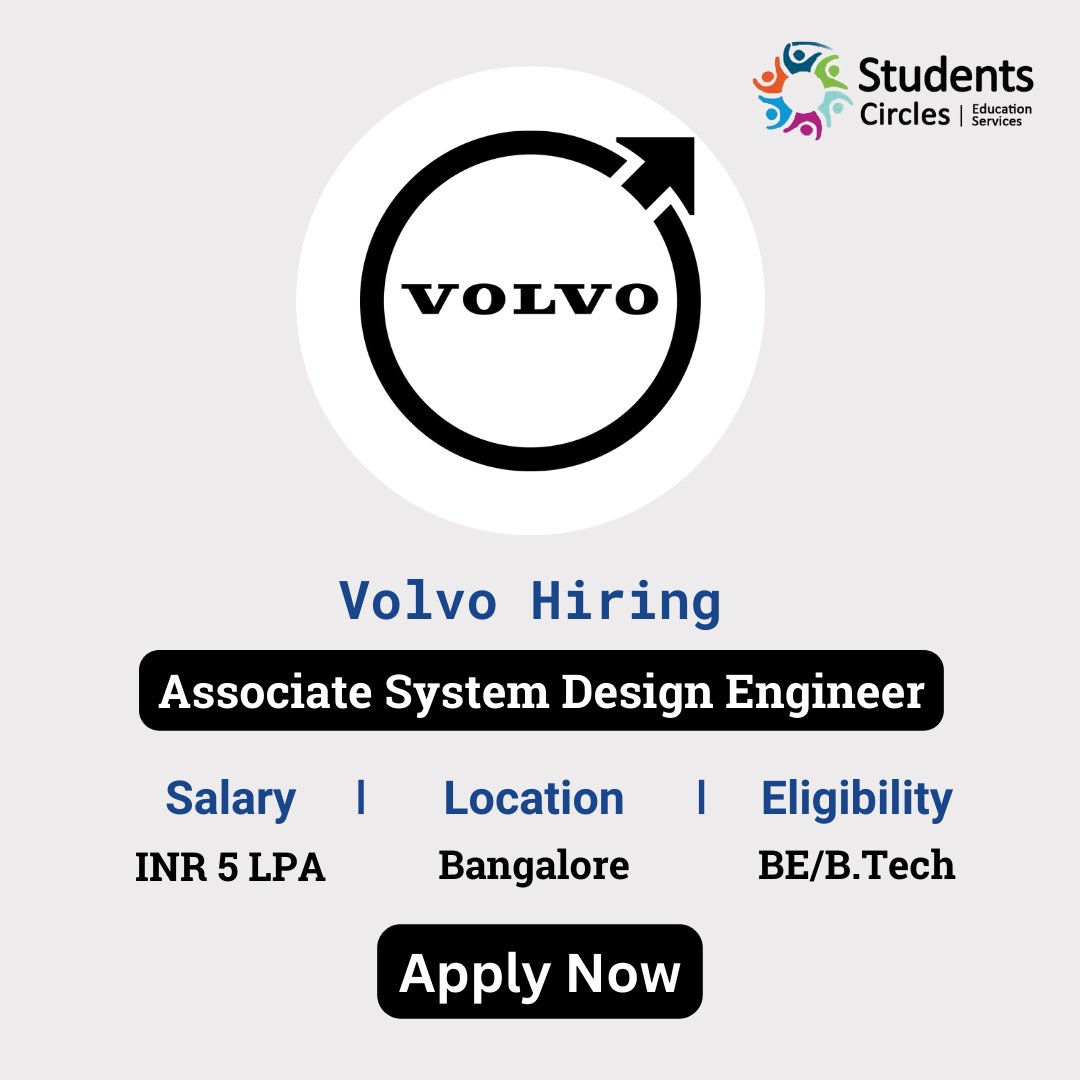 🚗 Accelerate your career with Volvo Off Campus Drive 2024! 🌟 Calling all aspiring Associate System Design Engineers! Join us in shaping the future of transportation technology. #VolvoCareers #SystemDesign #EngineeringJobs

🌐 APPLY HERE:  zurl.co/lq02