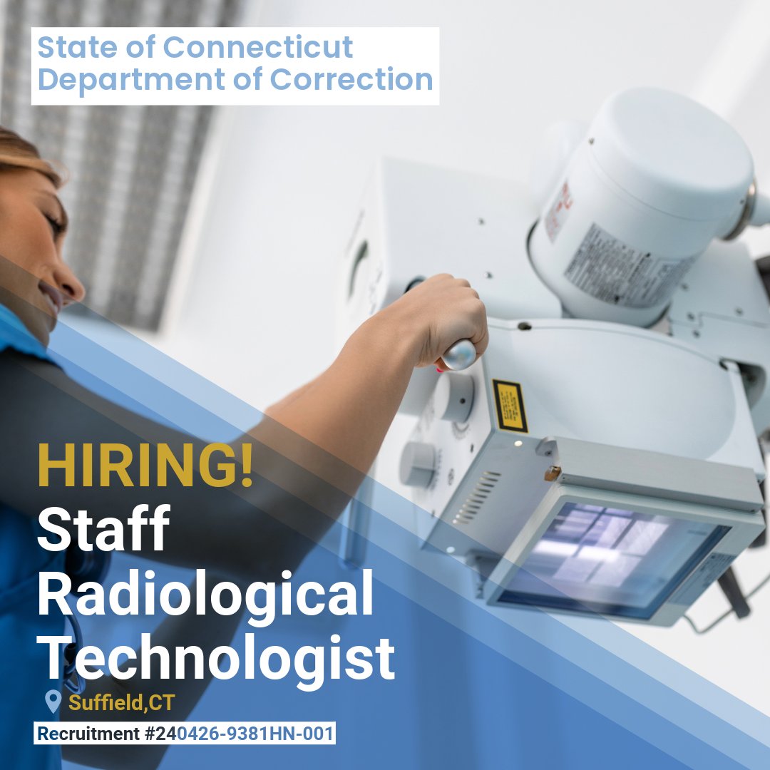 Are you a radiographer? @CTCorrections has an exciting opportunity for a Staff Radiological Technologist at the MacDougall Walker Correctional Institution. Accepting applications through 5/15: lnkd.in/gAtRKyib

#CTCareers #Radiography