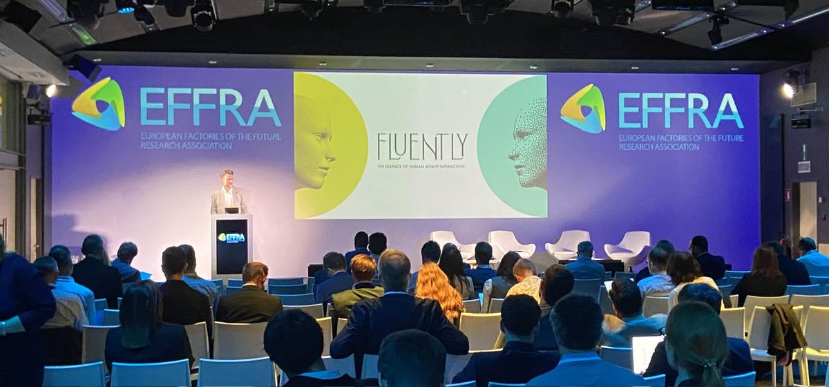 Oliver Avram from @supsi_ch presents the #FLUENTLY Project 'The essence of #human-#robot interaction' at the #ManuDays2024 event ➡️shorturl.at/pAFQ2 🔗fluently-horizonproject.eu #collaborativerobotics #robotics #AI #manufacturing #MadeInEurope #HorizonEU #research #Innovation