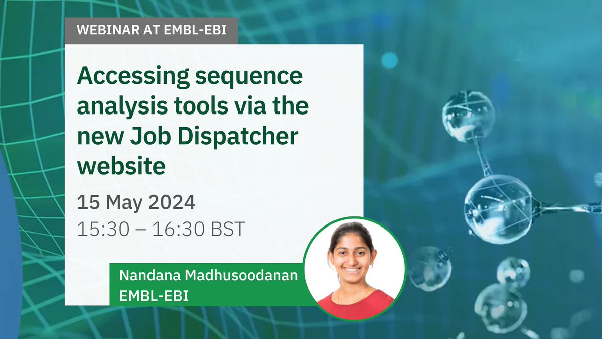 Join our #webinar next week to explore the sequence analysis tools provided by the Job Dispatcher team at EMBL-EBI. Registration is free but essential: ebi.ac.uk/training/event… #Bioinformatics #SequenceAnalysis #clustalomega #DataScience