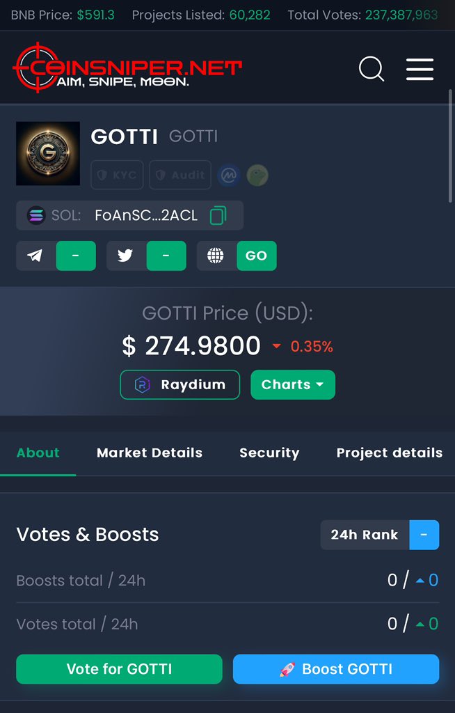 $GOTTI is now listed on Coinsniper.net Please pass by and drop your vote 👇🏼#GottiToken coinsniper.net/coin/65195