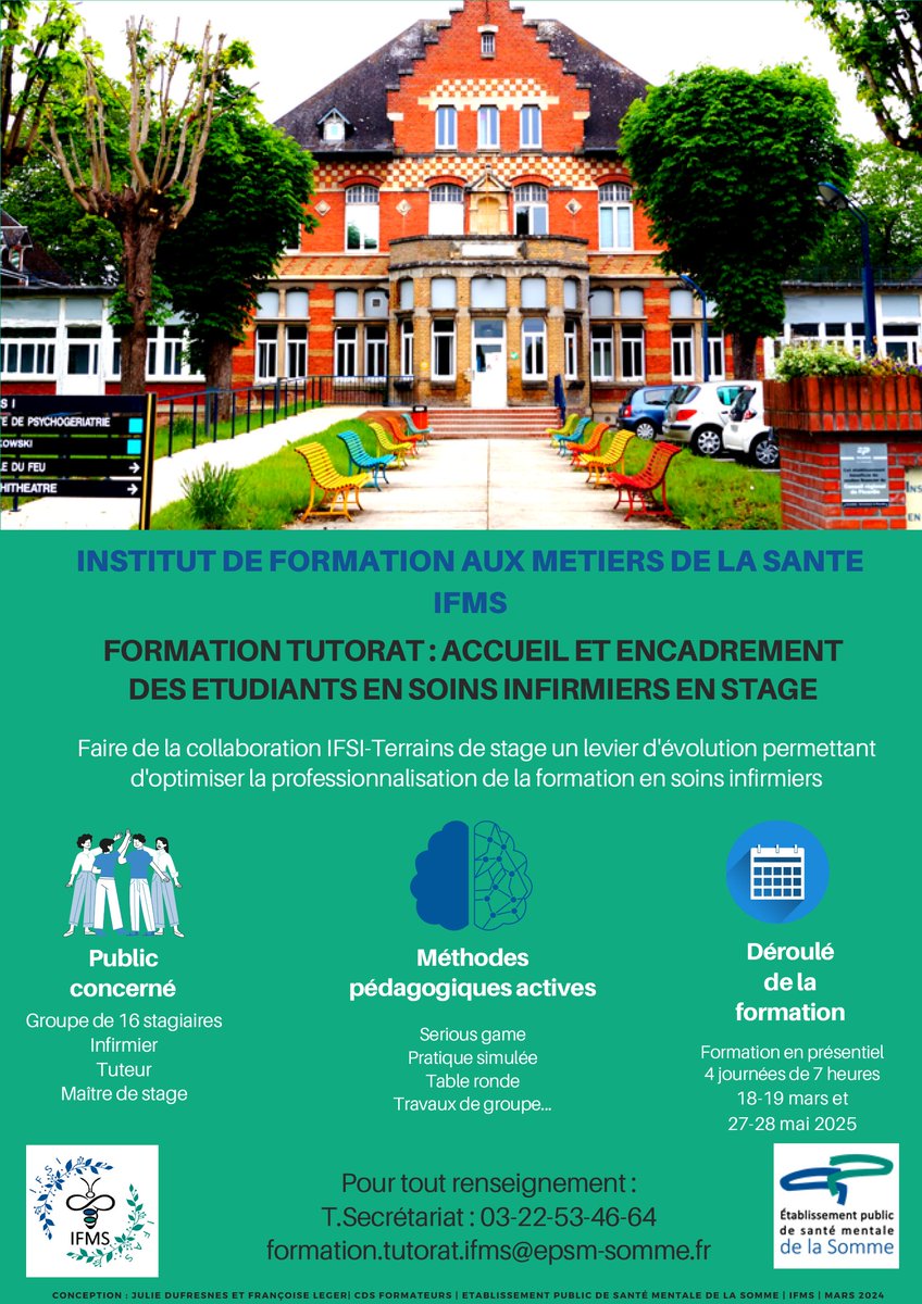 EPSMSomme's tweet image. Les inscriptions pour la session 2025 de ces deux formations sont accessibles à partir du site internet :
👉 ifms-epsm-somme.fr

Vous pouvez dès à présent télécharger le formulaire d’inscription est nous le renvoyer à l’adresse mail  :
📩formation.tutorat.ifms@epsm-somme.fr