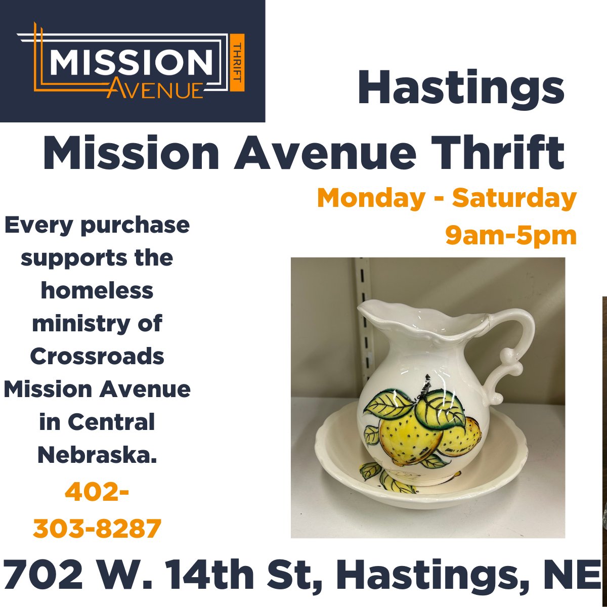 Come in TODAY and see what's NEW at Hastings Mission Avenue Thrift! crossroadsmission.com/thrift-stores/ #MissionAvenueThrift #HastingsNebraska #Thriftstore #Shoptoday