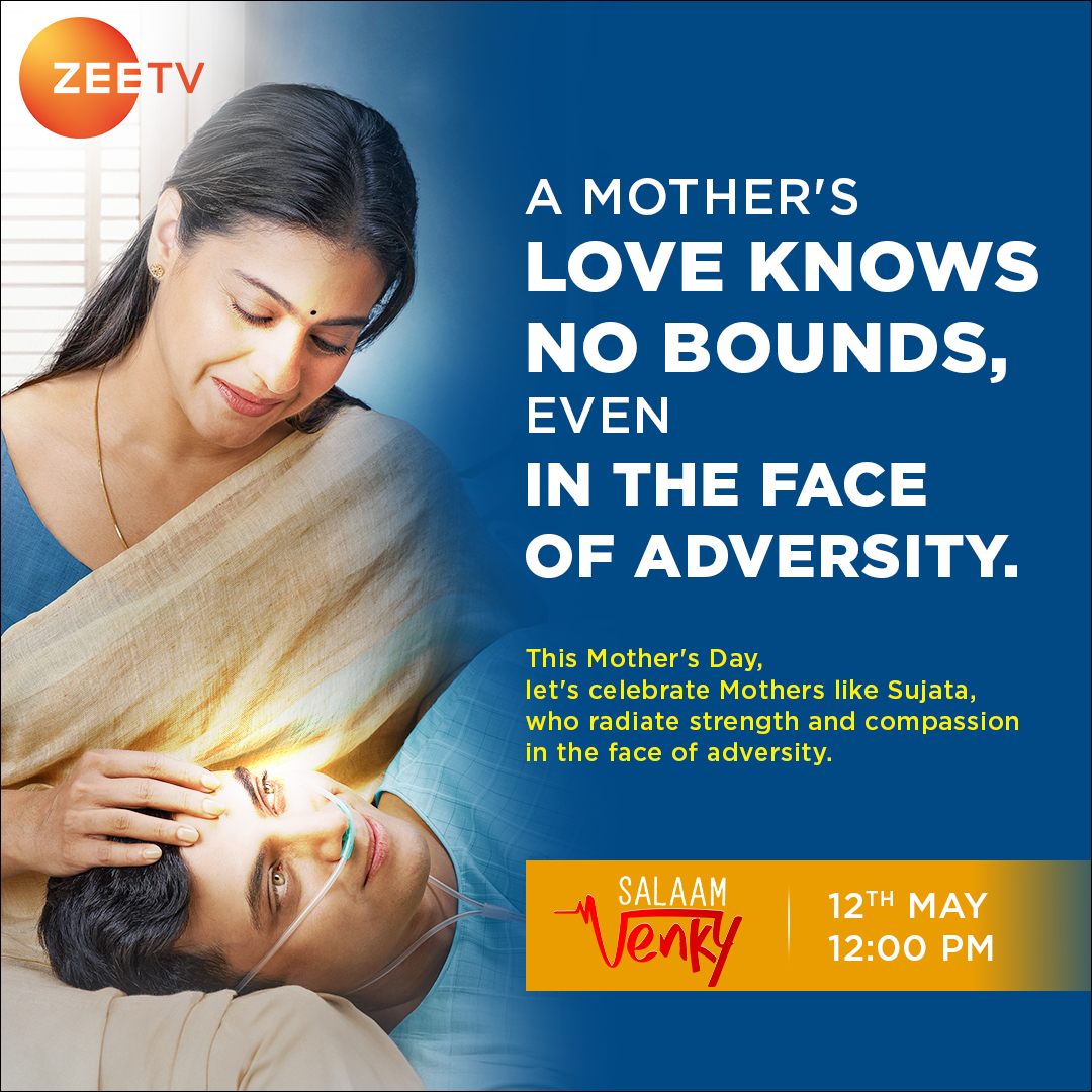 Experience a heartwarming tale of family, love, and resilience in 'Salaam Venky'! Join us for a special Mother's Day screening on 12th May at 12 PM, exclusively on #ZeeTVAPAC #VishalJethwa #RevathyAshaKelunn @itsKajolD #RiddhiKumar @AahanaKumra