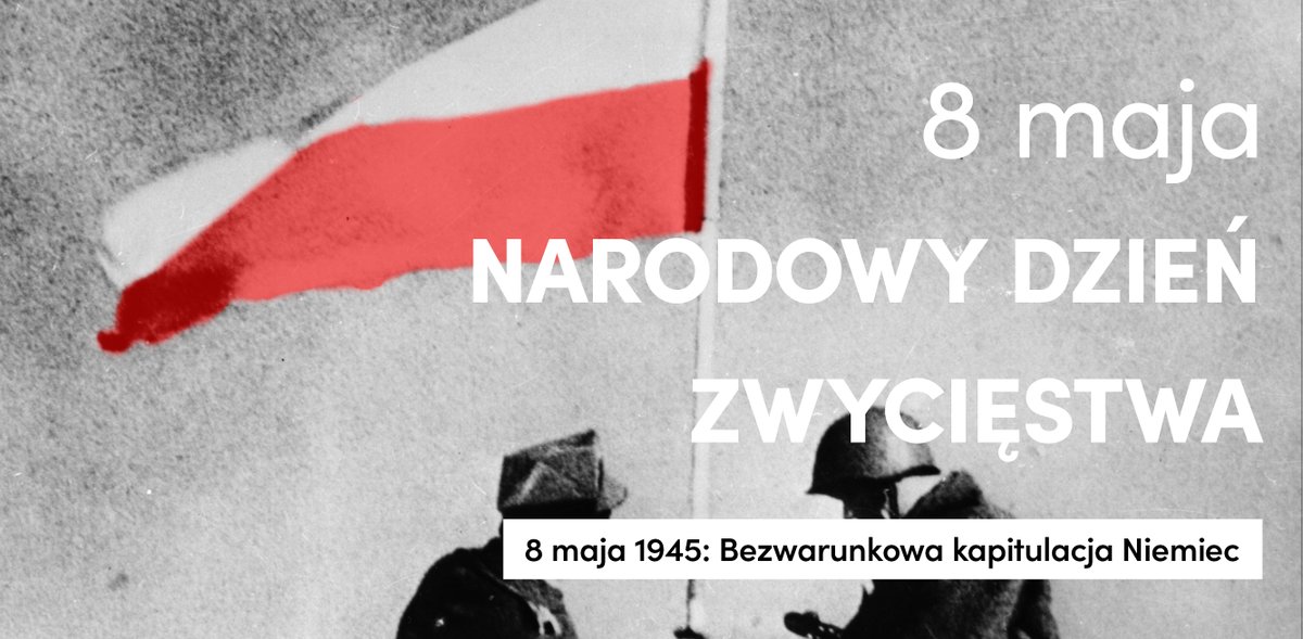 8.05.1945 r. podpisano akt bezwarunkowej kapitulacji III Rzeszy. Tego samego dnia przerwano działania wojenne. #WTymDniu w Polsce obchodzimy Narodowy Dzień Zwycięstwa. #Pamiętamy o żołnierzach, którzy za to zwycięstwo oddali życie oraz wszystkich cywilnych ofiarach #IIWŚ 🇵🇱
