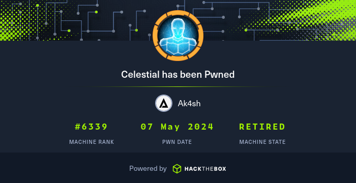 🛡️365 Days of Hacking🛡️ 🔒 Day [128] 🧩 Machine: [Celestial-HTB] 🌟 Difficulty: [Medium] 🔍 Summary: ['Node.js Express framework' on port 3000. Deserialization vulnerability (CVE-2017-5941) led to shell. Root cron was running a Python script owned by me.]