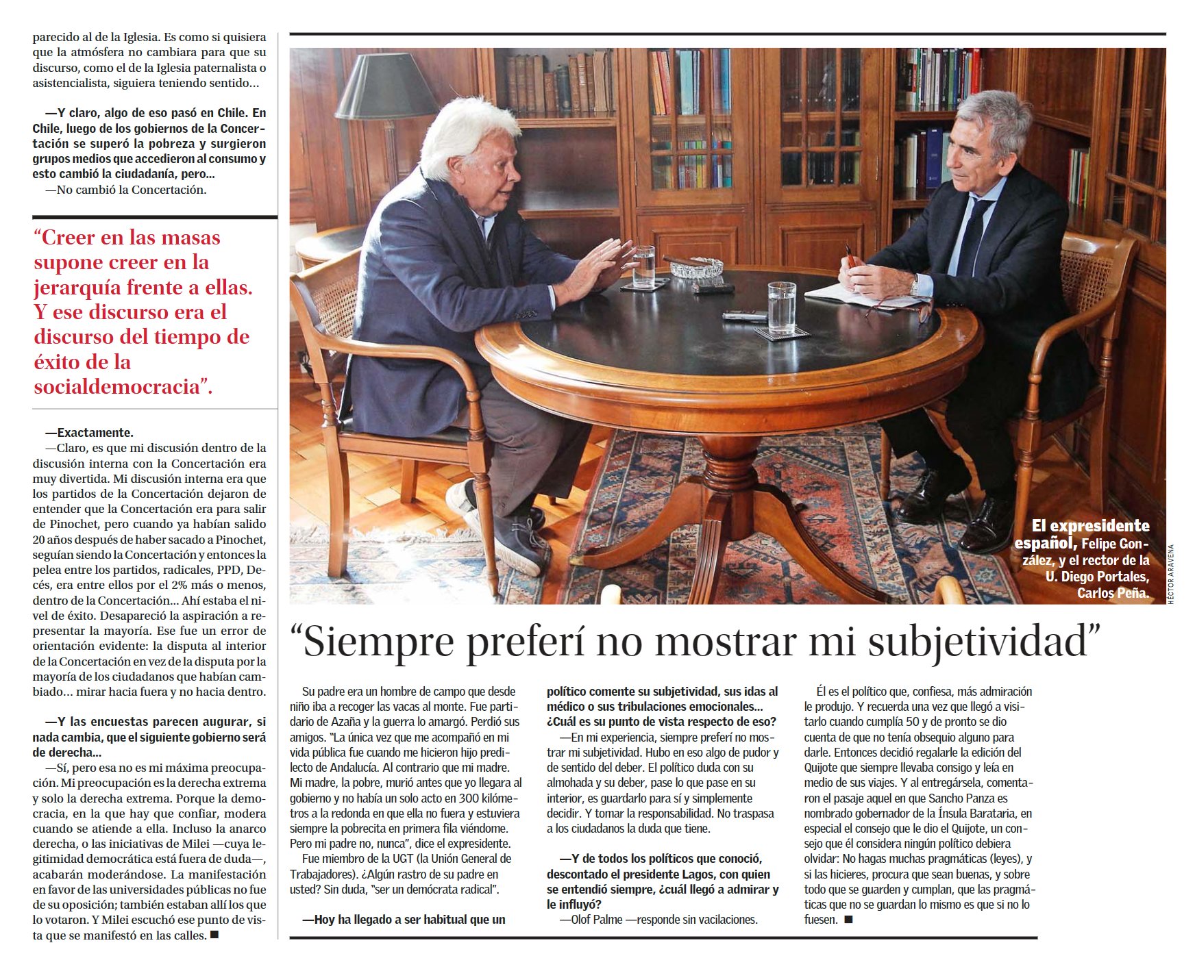 Patricia Sirebrenik on X: "Ésta es la entrevista del rector Carlos Peña al ex presidente de España Felipe Gonzalez en El Mercurio # Colegio Periodistas https://t.co/K9DGyY6zGA" / X
