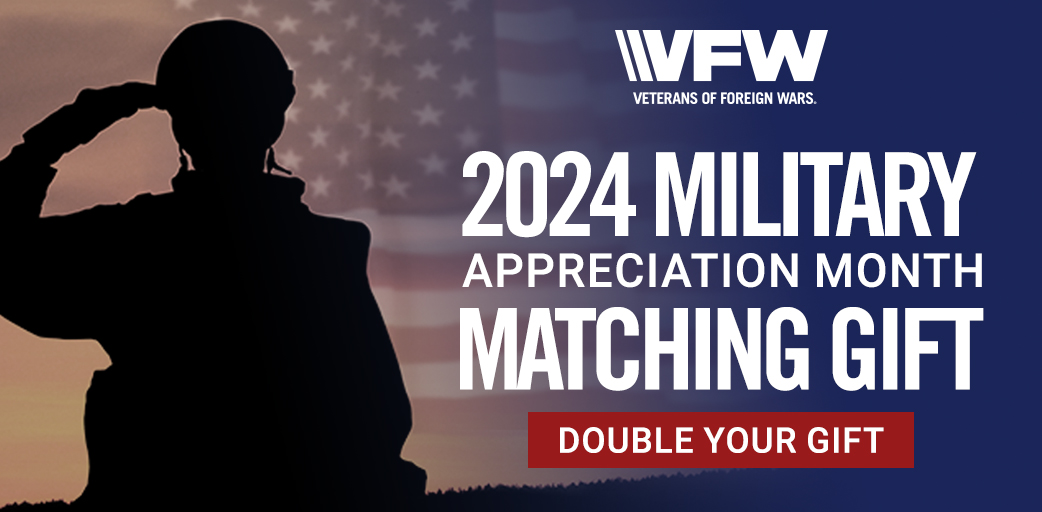 In honor of Military Appreciation Month, a generous friend of the VFW is matching donations this May. That means your gift before 5/31 will provide 2X the support for America’s heroes. Please consider giving today! heroes.vfw.org/page/146082/do…