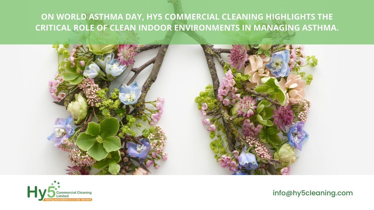 🌍 On World Asthma Day, Hy5 Commercial Cleaning highlights the critical role of clean indoor environments in managing asthma. 

#WorldAsthmaDay #AsthmaAwareness #IndoorAirQuality #AllergenFree #Hy5Cleaning #BreatheEasy #Lancashire #Cumbria #NorthWestUK