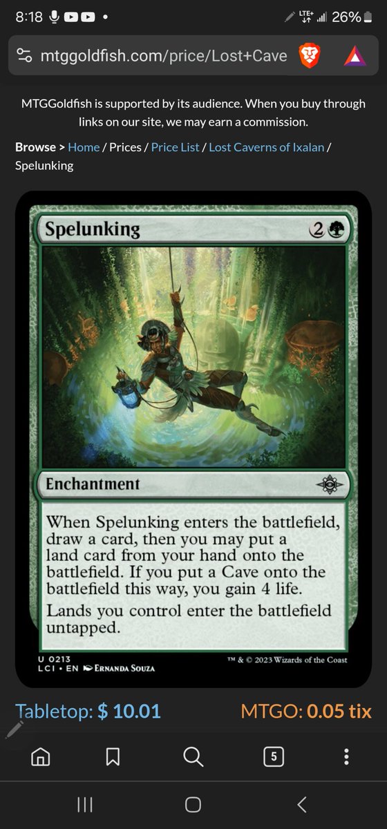 Spelunking hit 10 Bucks.
Now wait for the buylist to catch up.