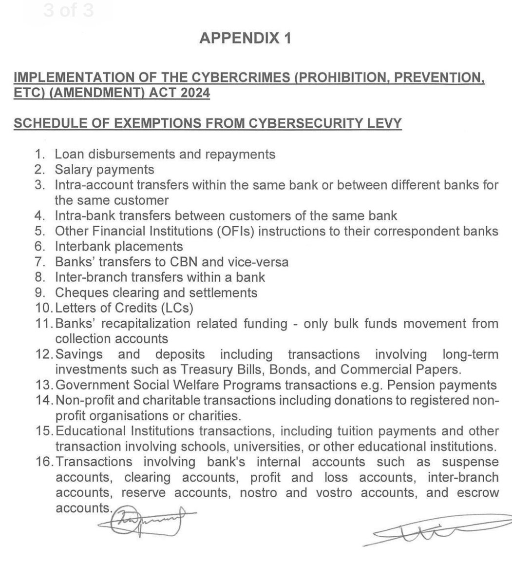 With all these exemptions, how exactly is @cenbank planning to collect its dodgy #CyberSecurityLevy 🤔 #Nigeria101