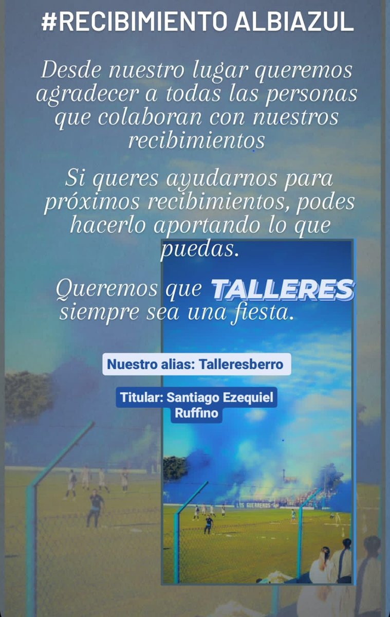#RecibimientoAlbiazul Siempre a tu lado <a href="/TBerrotaran/">Club A. Talleres</a> 💙🤍💙