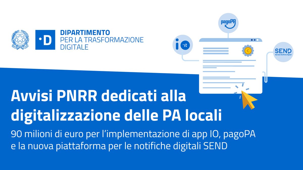 🔵📢PA digitale 2026: nuova spinta per gli Avvisi PNRR dedicati alla digitalizzazione delle PA locali. innovazione.gov.it/notizie/comuni…