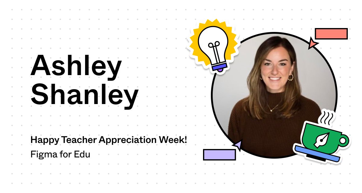 We're celebrating the amazing educators in the @Figma for Edu community for #TeacherAppreciationWeek 👩‍🏫🤩 Today we're shining a light on @MsAshleyShanley, the FigJam fairy spreading tech magic in the education realm! 🌟 With her wizardry, she's turning classrooms into digital…