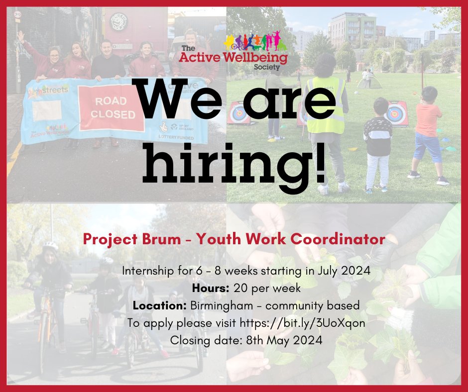 📢 #Job Alert! 😀 Project Brum- Youth Work Coordinator. This is an exciting 6-8 week position working closely with Project Leads to ensure the delivery of consistent, high-quality programmes for the local community. ❗Don't miss out! Apply now: bit.ly/3UoXqon