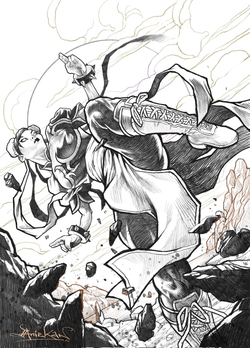 Chun- Li drawing  before color.