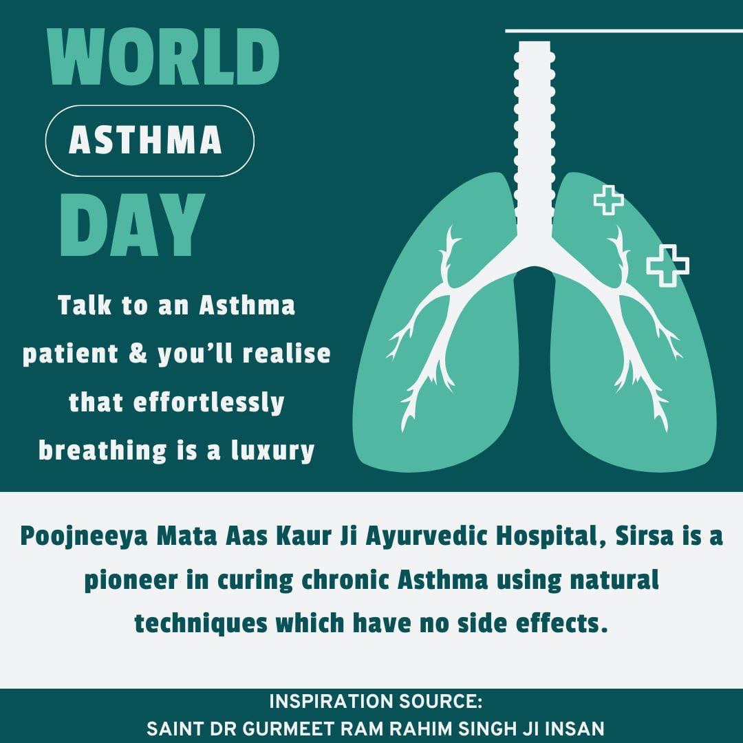 Talk to an asthma patient & you will realise that effortlessly breathing is a luxury. On this #WorldAsthmaDay &
#WorldAsthmaDay2024,we should take oath to keep precautions about it & follow Saint MSG's Meditation & prayanayam techniques.