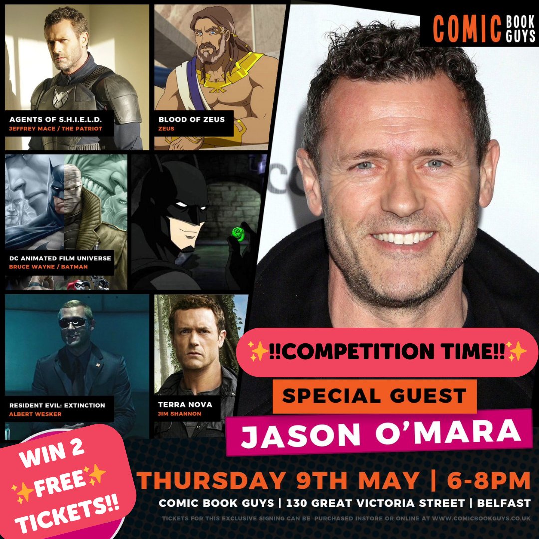 🎉🦇 GIVEAWAY ALERT! 🦇🎉 To celebrate the 10th Birthday of @comicbookguysni , we're thrilled to offer you the chance to win The Jason O'Mara VIP Package! 🌟 Jason is well known for starring in AGENTS OF S.H.I.E.L.D. and voicing Batman and Zeus! Get ready to experience the