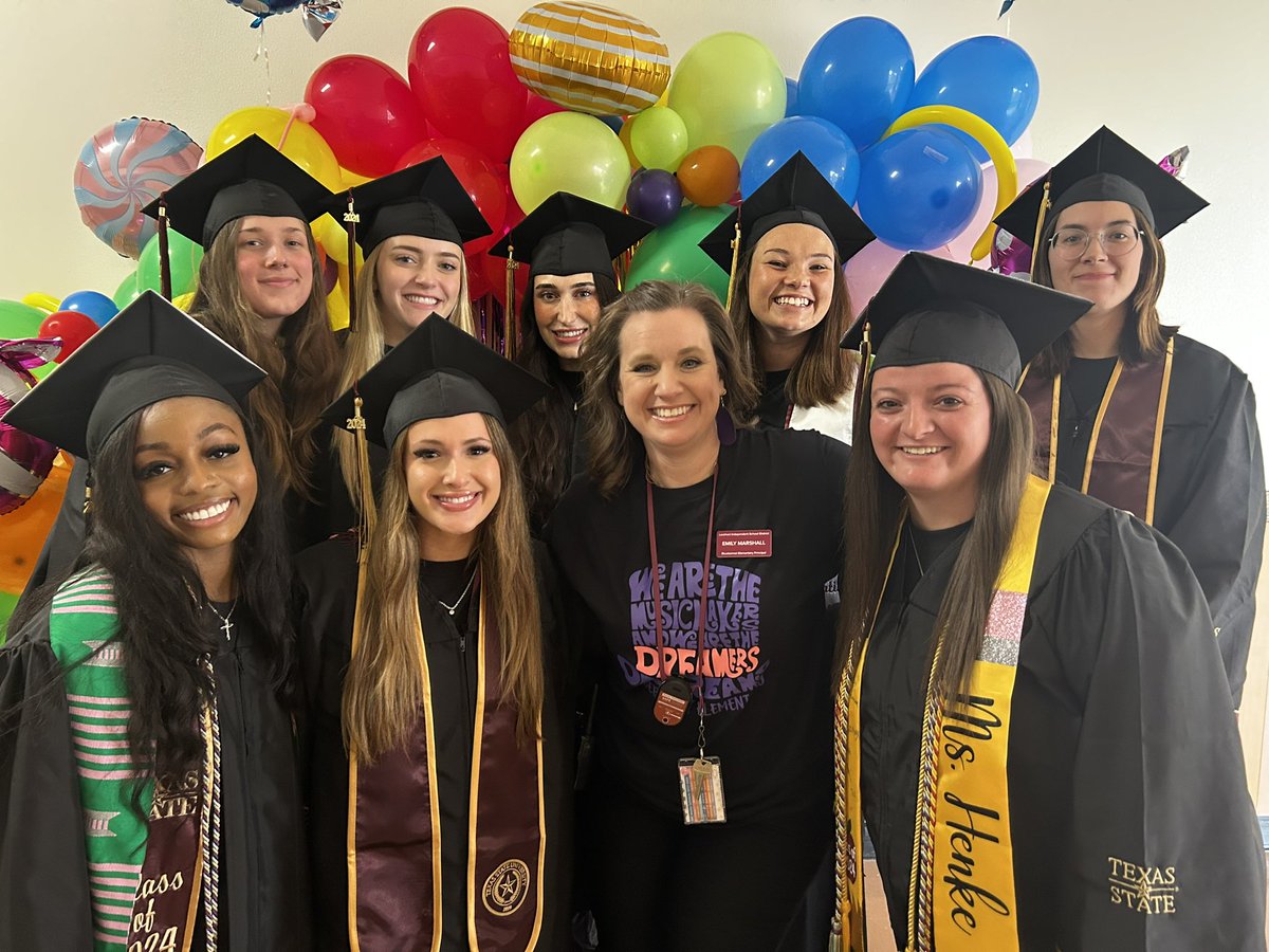 Celebration time for this crew of hard working resident teachers! Ms. Murray, Ms. Williams, Ms. Till, Ms. Roberts, Ms. Woods, Ms. Loehr, Ms. Winn, and Ms. Henke we are so proud of you and can’t wait to see what you do next! #ExpeditionExceLLence <a href="/LockhartISD/">Lockhart ISD</a> <a href="/TXSTCOE/">College of Education at TXST</a>