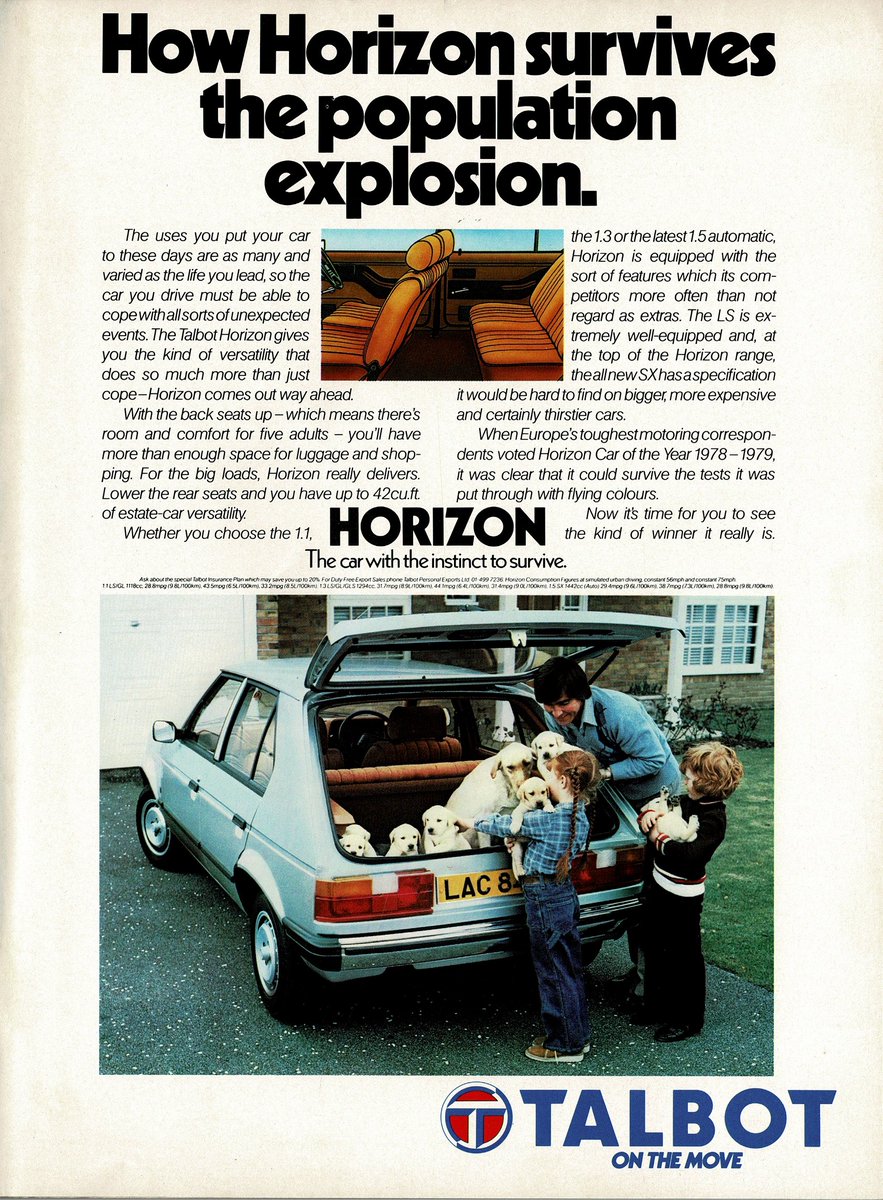 flaneurUK's tweet image. #TalbotTuesday May 1980 Talbot Horizon, nearly two year old at this point.

"How Horizon survives the population explosion."