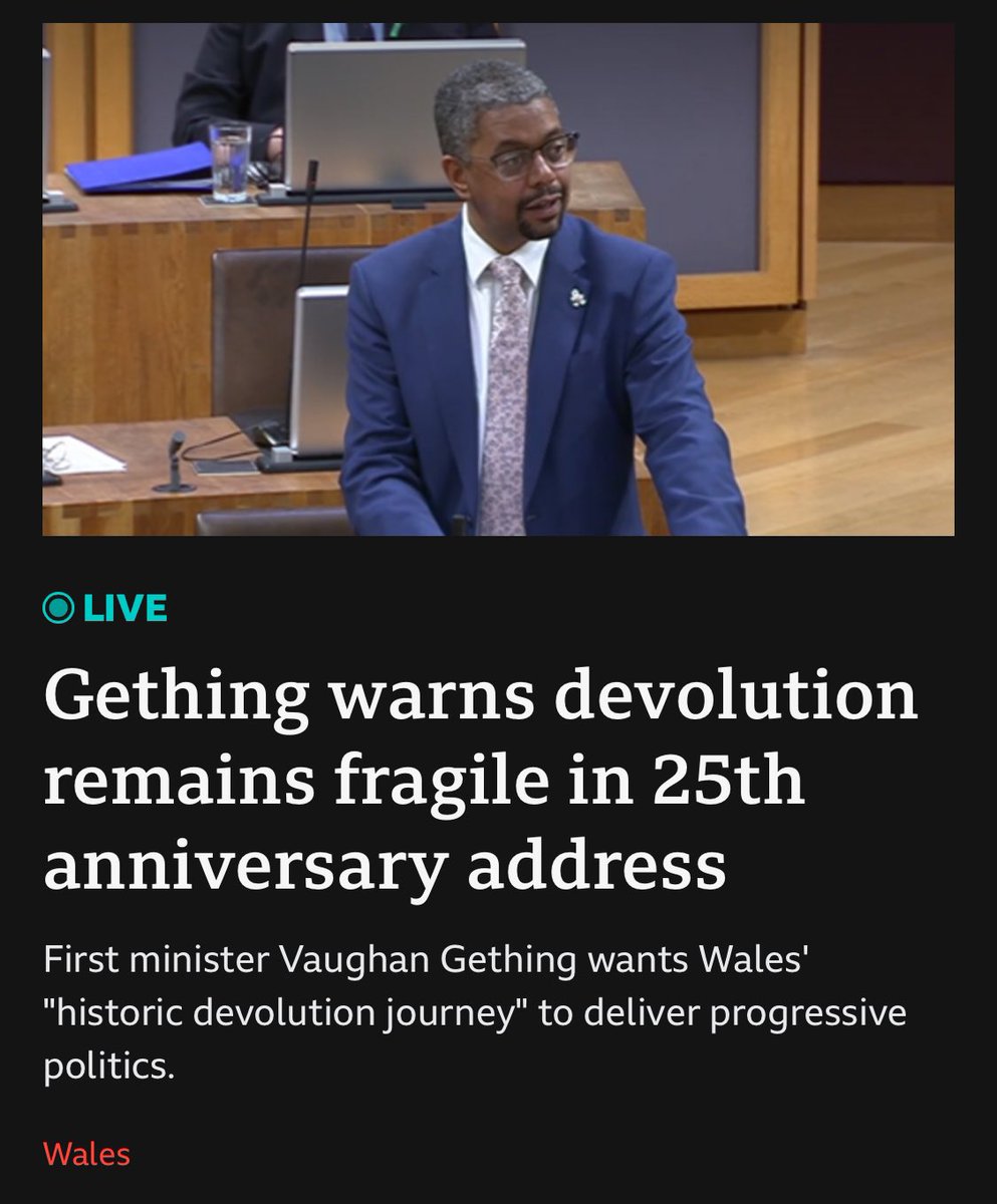 The @PrifWeinidog says devolution remains ‘fragile’ - given we’ve effectively had a one party state in that time I would say much of that fragility lies at the door of @WelshLabour