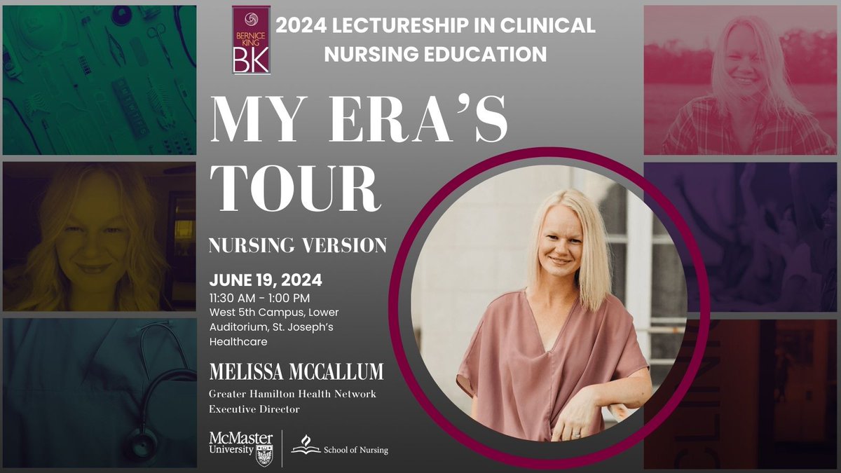 Join the School of Nursing and this year’s speaker, Executive Director of the Greater Hamilton Health Network, Melissa McCallum, for the 2024 Lectureship in Clinical Nursing Education!

🗓️: Wednesday, June 19, 2024
⌚️: 11:30a.m. to 1:00p.m.

Registration: forms.office.com/r/dZb2sN1Jvc