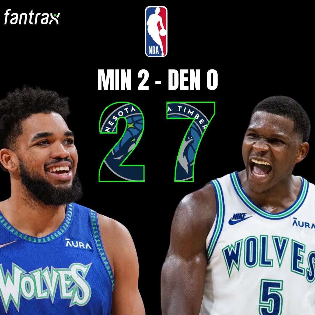 Minnesota defeated Denver yesterday to take a 2-0 lead in the series Karl-Anthony Towns and Anthony Edwards BOTH scored 27 #nba #nbaplayoffs