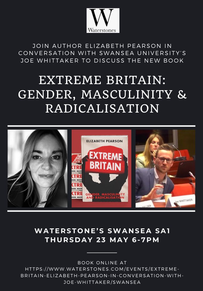 If you are in Swansea on 23 May at 6pm please come to @swanseastones for discussion of what makes an extremist, & what it's like doing research with them. Looking forward to talking to online extremism expert @CTProject_JW on this topic! #ExtremeBritain waterstones.com/events/extreme…