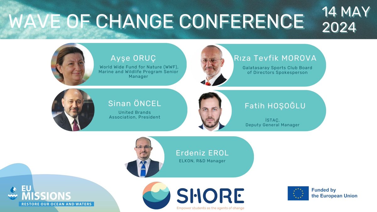 Discover the keynotes speakers of the Wave of Change conference! 🌊

Join us in Istanbul on 14 May to discuss the #BlueEconomy's most pressing challenges and opportunities!

Info & Registration 👉 shoreproject.eu/event/wave-of-…

#MissionOcean