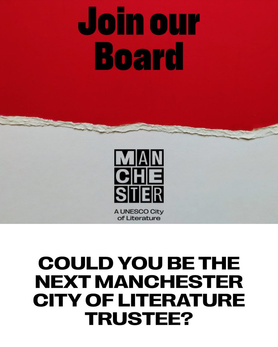 Are you passionate about our #creativecity & want to contribute towards the rich & radical literary heritage we have, are you interested in vibrant & diverse voices? Can you see yourself as a @MCRCityofLit #trustee? There’s still time 2 apply! Join us!👇🏽 manchestercityofliterature.com/news/could-you…