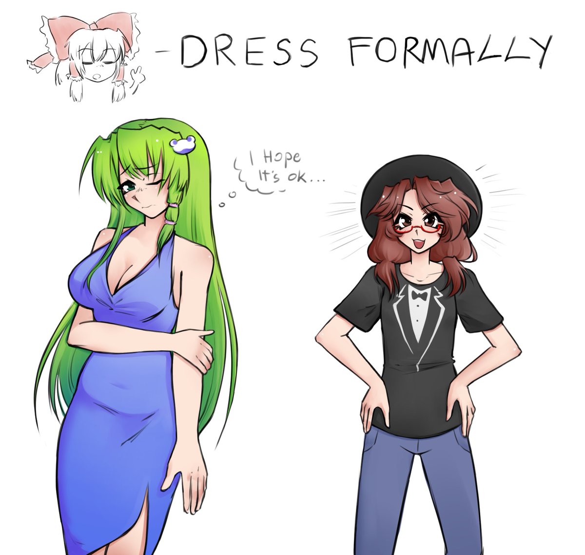 Sanae and Sumireko have to dress formally…