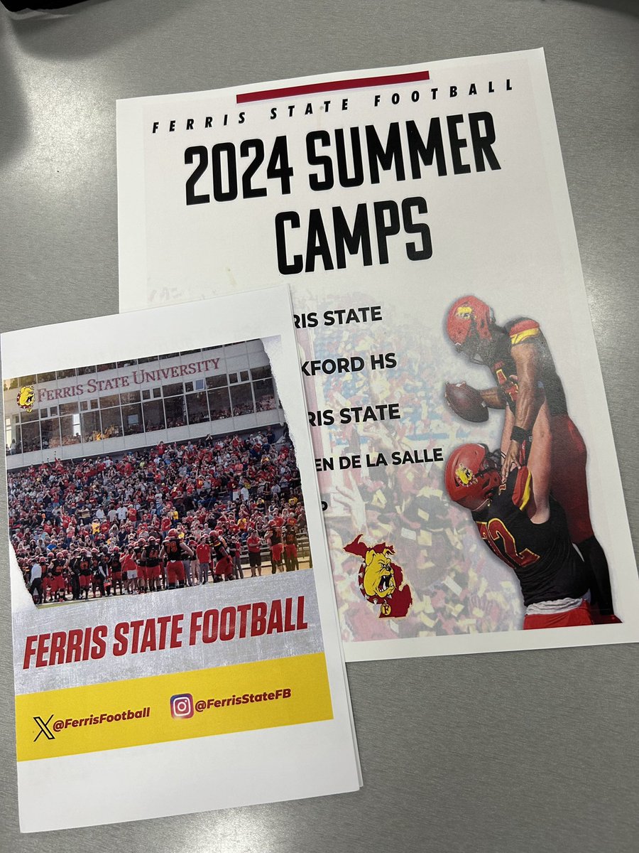 Thank you @Coach_Rock for coming down for a visit! I had a great time talking and I can’t wait to keep in contact! @FerrisFootball
