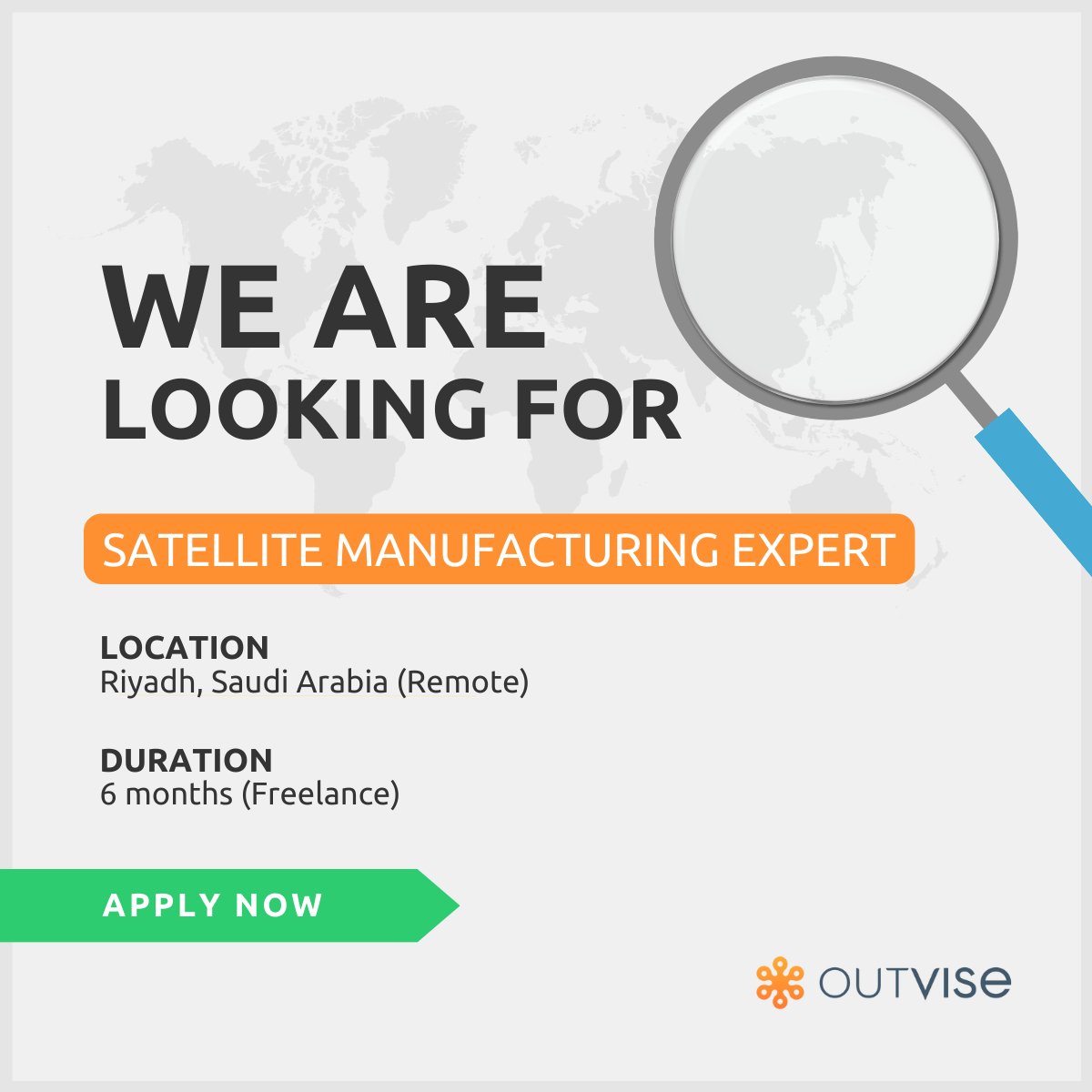 Our client is seeking a Satellite Manufacturing Expert. 🔎

Apply here 👉 outvise.com/sl/NIPsE2-xDG

#OutviseProjects #Freelance #Hiringnow #MiddleEast