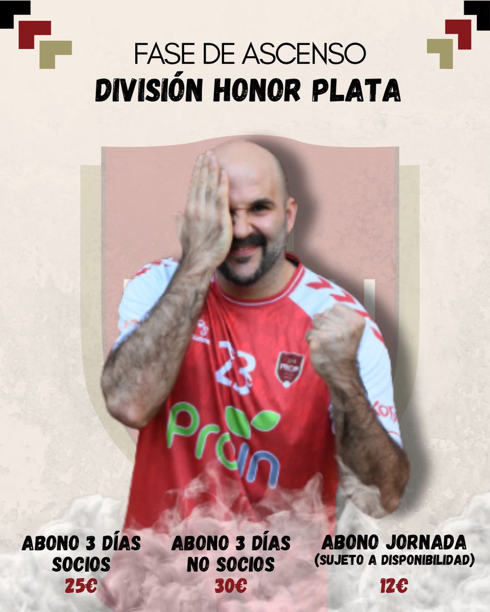 🎟️ Ya estan a la venta los abonos para la Fase de Ascenso a División de Honor Plata‼️

25€ Abono 3 días SOCIOS
30€ Abono 3 días NO SOCIOS
12€ Abono Jornada (sujeto a disponibilidad)

👇🏻 Consíguelos aquí

app.cluber.es/clubes/1d6105f…

#BMProinTriana