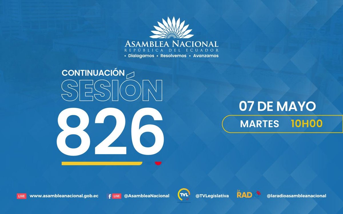 #LaNuevaAsamblea Sigue por nuestros canales informativos el desarrollo de la continuación de la sesión N°826. ▶️facebook.com/asambleanacion… ▶️youtube.com/live/oW9v2Gh6x…