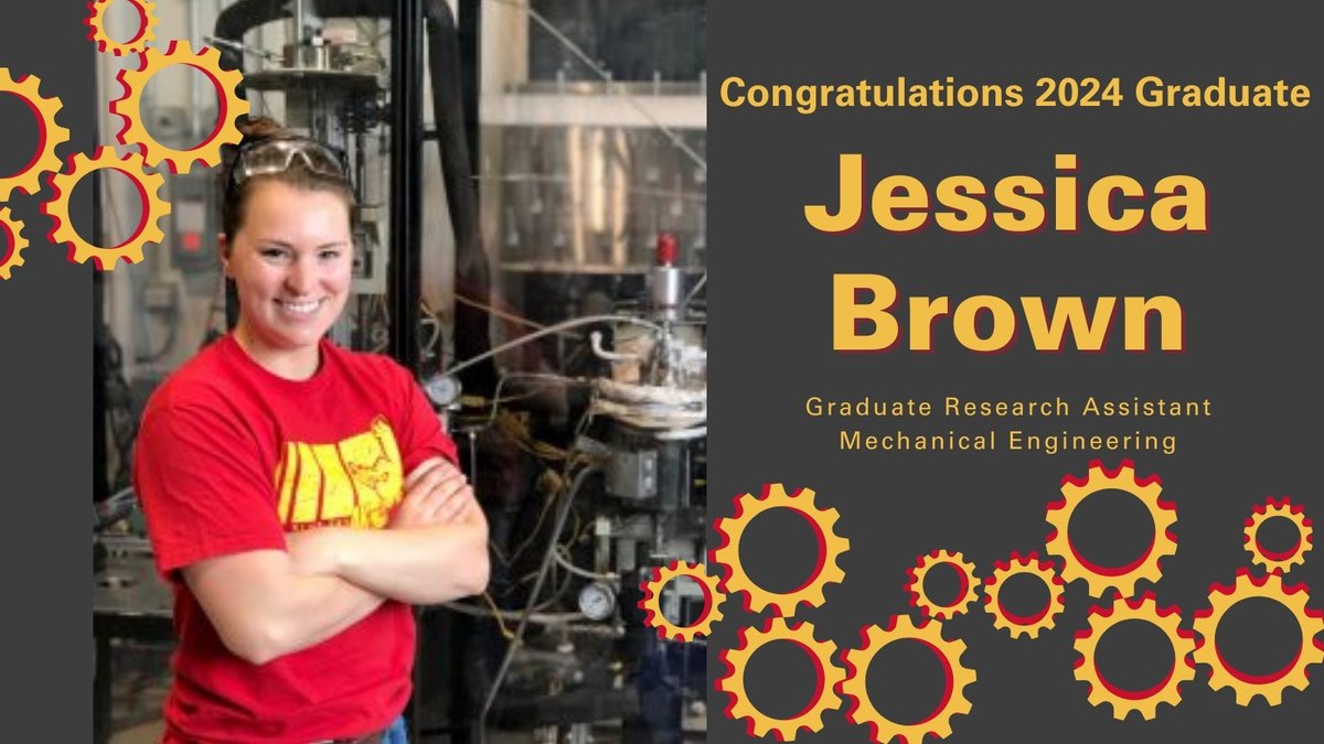 Congratulations to Jessica Brown for earning her PhD in Mechanical Engineering from Iowa State University! Not only has she excelled in her studies, but her research on biochar and pyrolysis have been groundbreaking. We can't wait to see the amazing things you'll accomplish!👩‍🎓🌟