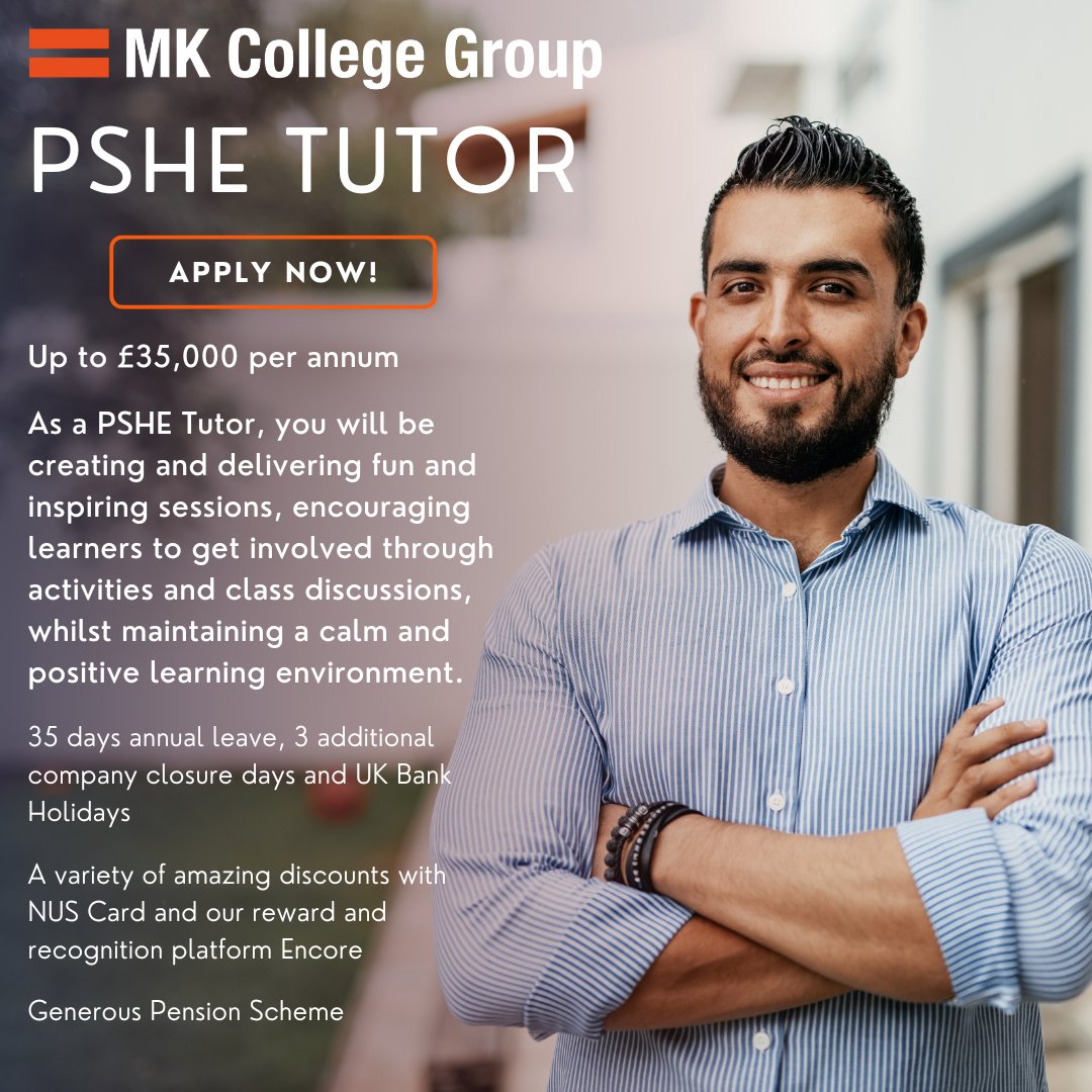 MK College Group have an exciting opportunity for a PSHE Tutor to join the prison-based Education Team at HMP Elmley in Kent.

lnkd.in/eqkHge8q

#prisoneducation
#teachingjobs
#NotJustACollegeInMiltonKeynes
#edujobs
#FastForwardFriday