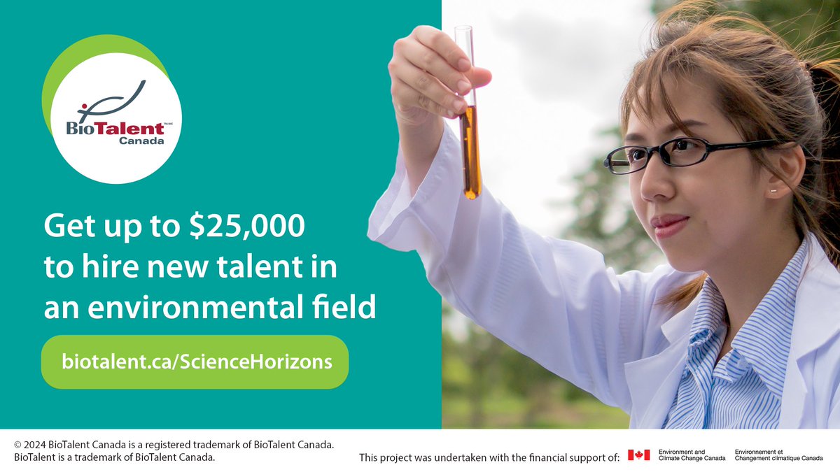 Spots are filling up! The Science Horizons Youth Internship Program is open and accepting applications.@BiotalentCanada’s wage subsidy provides up to $25K to bio-economy, healthcare, and environmental employers tohire recent graduates. Apply today: biotalent.ca/programs/scien…