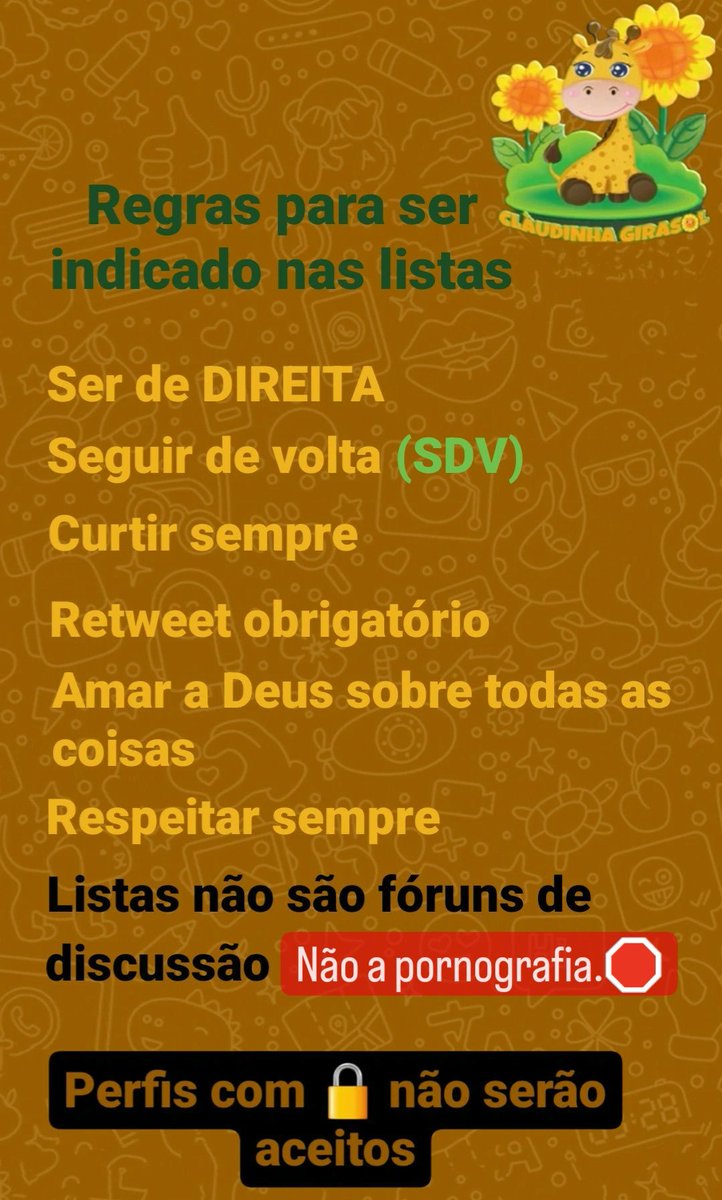 QUEM TIVER INTERESSE EM PARTICIPAR DA LISTA DE INDICAÇÃO (SDV) PARA SER SEGUIDO. SÓ PARTICIPE SE VOCÊ REALMENTE CONCORDAR COM OS TERMOS. 😘 DEIXE SEU LOGIN, QUE LOGO, SAI LISTA NOVA.😘🫴🌻🇧🇷