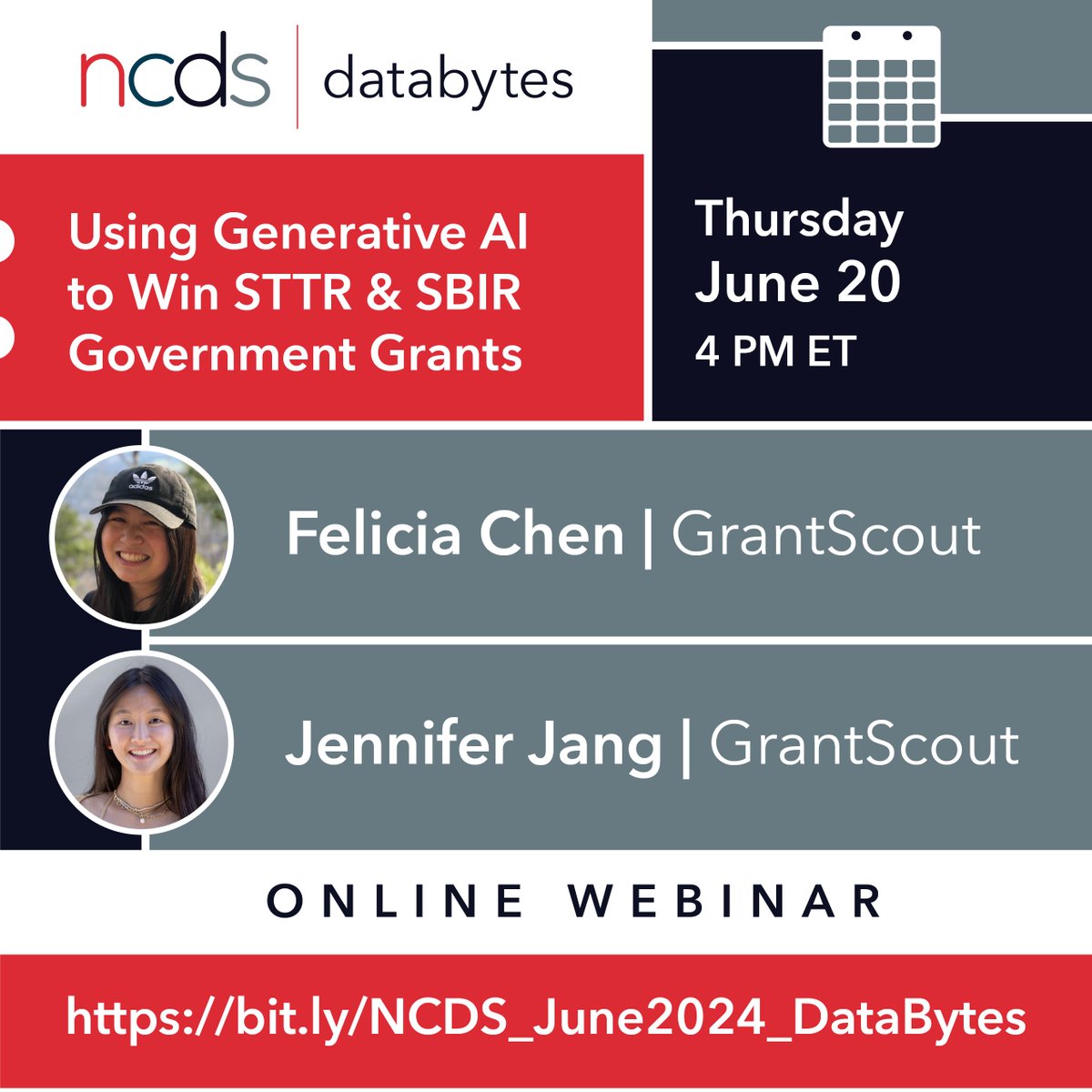 #DataBytes, a free #webinar series designed to showcase diverse + innovative topics in #datascience, will return in June. Join the @GrantScoutAI executive team for 'Using #GenAI to win #STTR + #SBIR #GovernmentGrants' on June 20 at 4 PM ET. #AI #bigdata

datascienceconsortium.org/event/databyte…