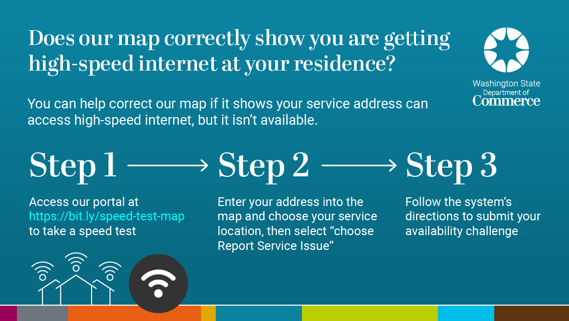 Reminder: Take a speed test to help confirm internet service speeds at your location! The Washington State Broadband Office's challenge portal is open through May 14. Access our challenge portal: bit.ly/speed-test-map Learn more: bit.ly/4b8hPVq