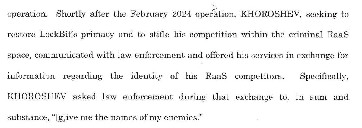 US indictment of LockBit ransomware operator Dmitry Khoroshev, aka LockBitSupp, claims that Khoroshev offered to rat on competing RaaS operations.