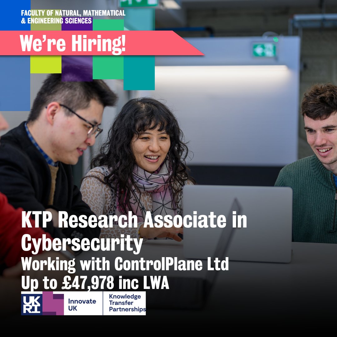 📢 Job alert! Our Department of Informatics has a role for a Knowledge Transfer Partnership Research Associate. This will focus on the Cybersecurity of the Kubernetes Platform. Closing date is 19 May. More details: loom.ly/30hCNt8 #ForeverKings 🦁