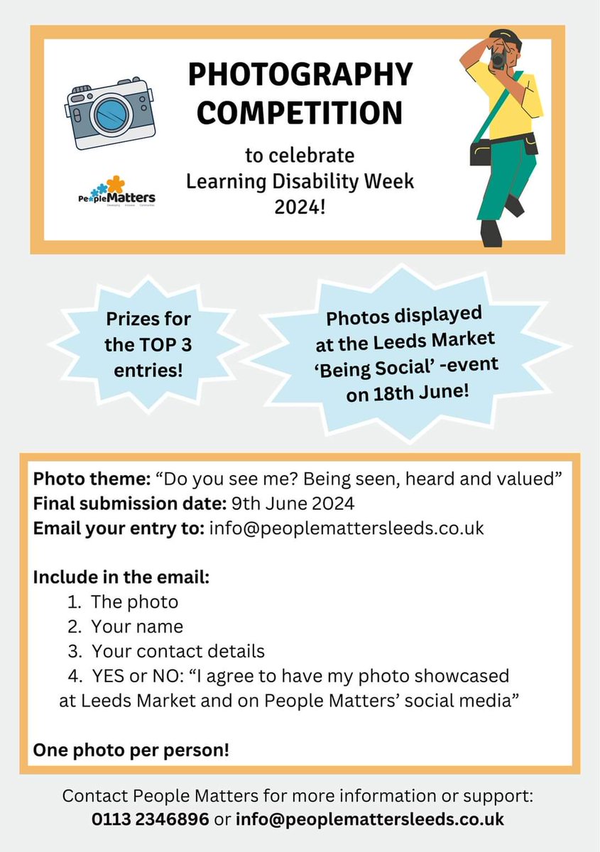 'Do you see me?' - why not take part in the photography competition to celebrate Learning Disability Week 2024 📸 #LeedsLDWeek2024 #learningdisabilityweek #learningdisabilities #photography #doyouseeme